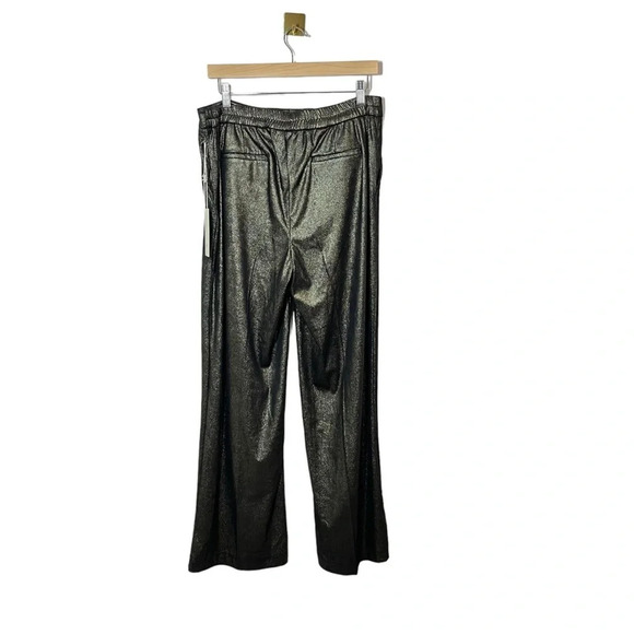 NWT Joie Women’s Coated Metallic Wide Leg Trousers in Black/Gold Size 12 - Picture 13 of 15